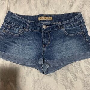Celebrity Pink Dark Blue Jean Shorts low rise